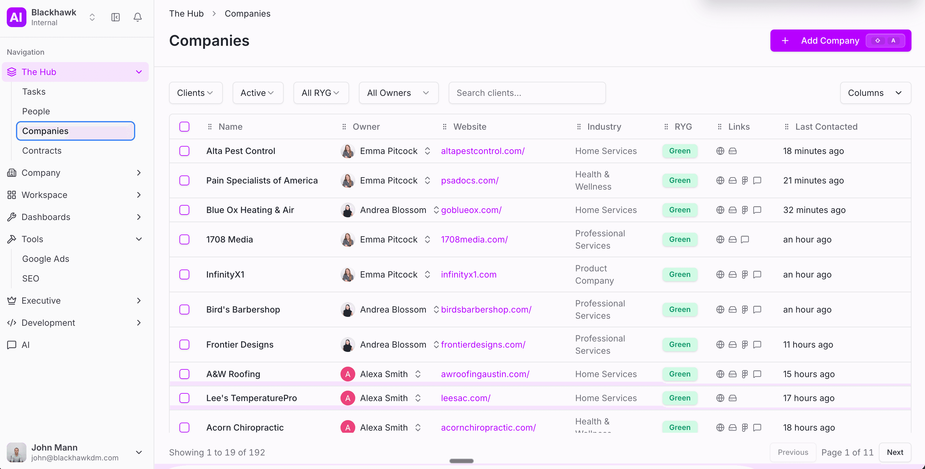 CRM company management